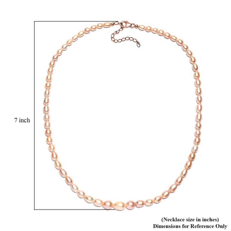 D'Joy Pink Freshwater Pearl Necklace in 18K Vermeil Rose Gold Over Sterling Silver 18 Inches