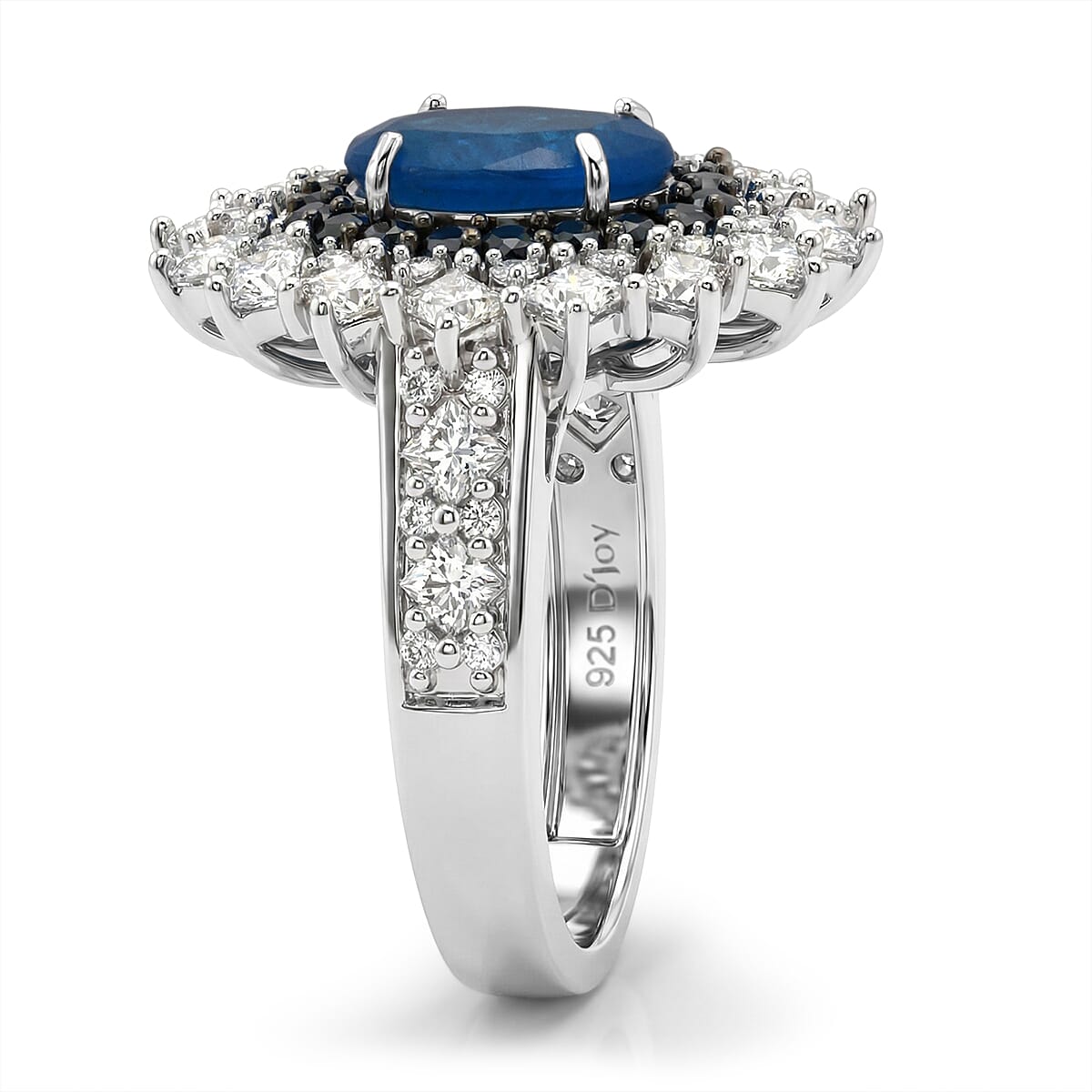 D'Joy Malgache Neon Apatite and Multi Gemstone 3.35 ctw Dahlia Bloom Ring in Rhodium Over Sterling Silver (Size 6.0) image number 3