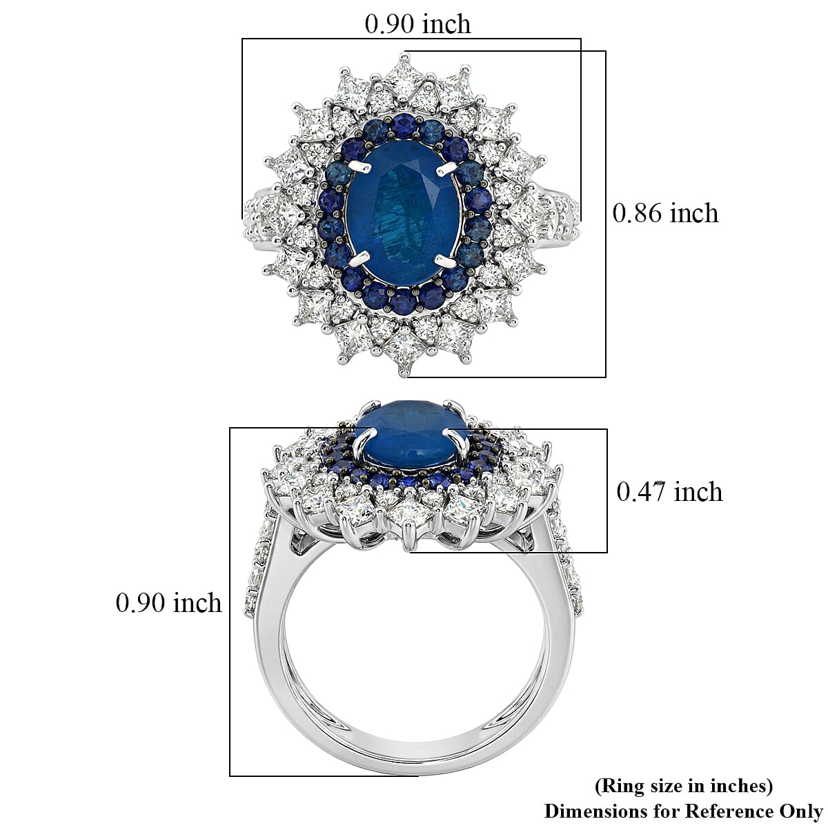 D'Joy Malgache Neon Apatite and Multi Gemstone 3.35 ctw Dahlia Bloom Ring in Rhodium Over Sterling Silver (Size 7.0) image number 5