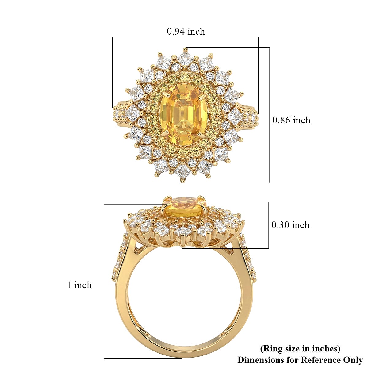 D'Joy Yellow Sapphire and Moissanite 3.80 ctw Dahlia Bloom Ring in 18K Vermeil Yellow Gold Over Sterling Silver (Size 9.0) image number 5
