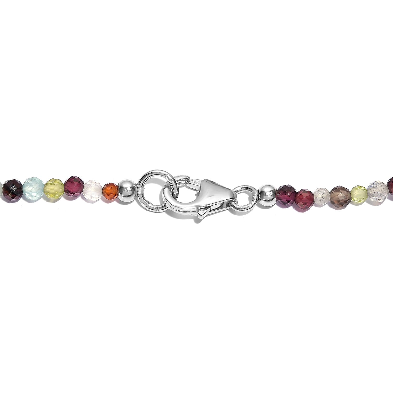 D’Joy Multi Color Freshwater Pearl and Multi Gemstone Beaded 25.00 ctw Necklace in Rhodium Over Sterling Silver 24 Inches
