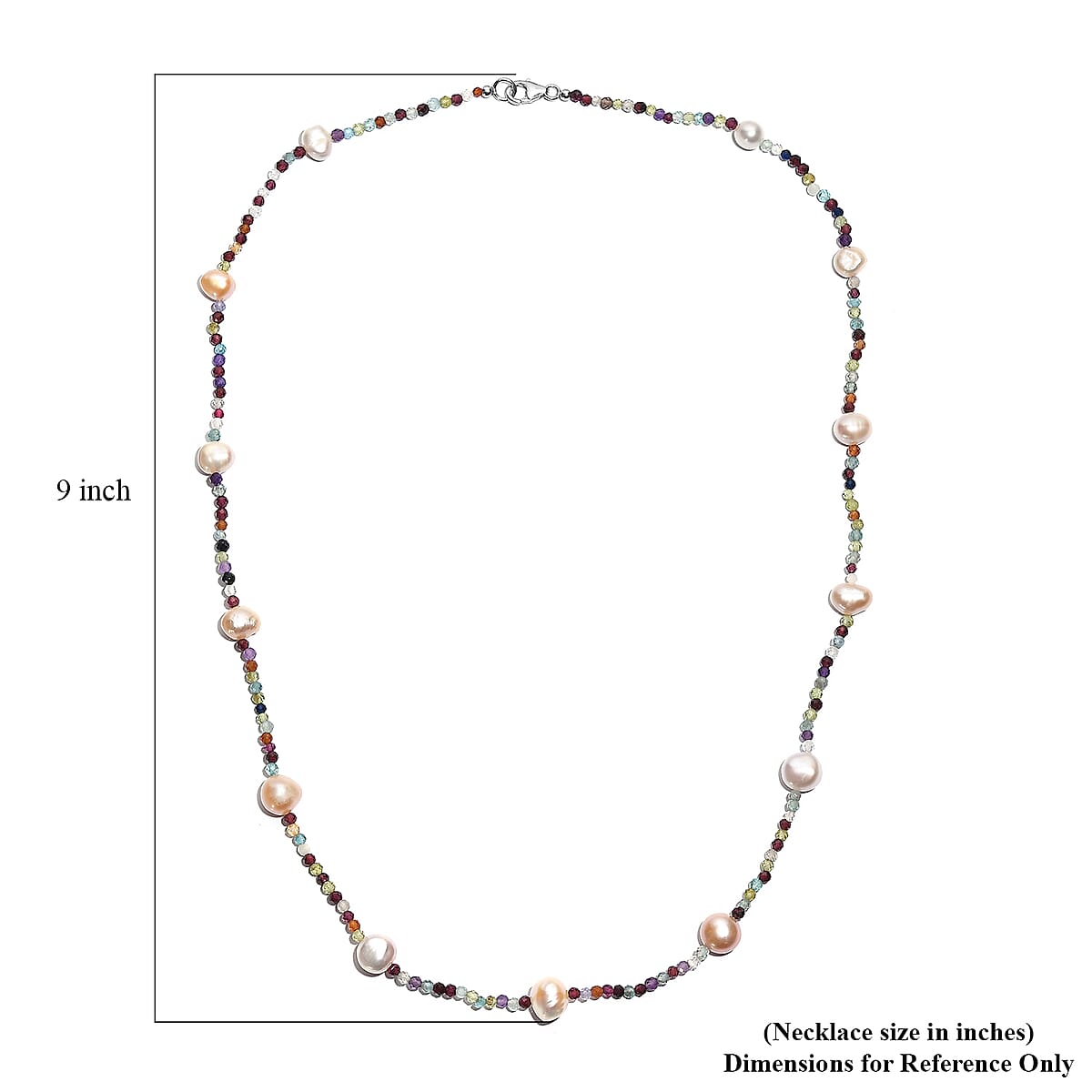 D&rsquo;Joy Multi Color Freshwater Pearl and Multi Gemstone Beaded 25.00 ctw Necklace in Rhodium Over Sterling Silver 24 Inches  image number 5