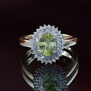 Luxoro Premium Sava Sphene and I2 Diamond 1.70 ctw Ring in 10K Yellow Gold (Size 10.0)