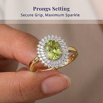 Luxoro Premium Sava Sphene and I2 Diamond 1.70 ctw Ring in 10K Yellow Gold (Size 10.0)