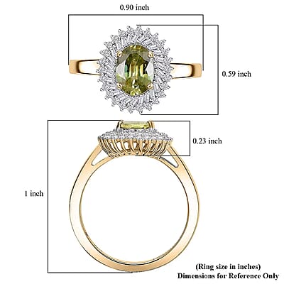 Luxoro Premium Sava Sphene and I2 Diamond 1.70 ctw Ring in 10K Yellow Gold (Size 10.0)