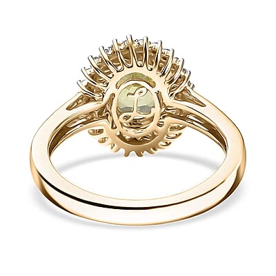 Luxoro Premium Sava Sphene and I2 Diamond 1.70 ctw Ring in 10K Yellow Gold (Size 10.0)