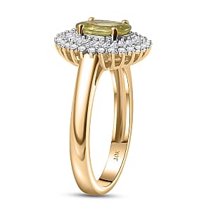 Luxoro Premium Sava Sphene and I2 Diamond 1.70 ctw Ring in 10K Yellow Gold (Size 10.5)