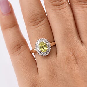 Luxoro Premium Sava Sphene and I2 Diamond 1.70 ctw Ring in 10K Yellow Gold (Size 5.0)