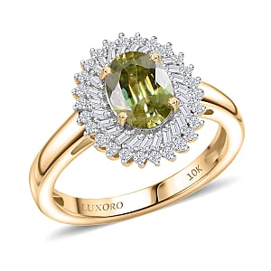 Luxoro Premium Sava Sphene and I2 Diamond 1.70 ctw Ring in 10K Yellow Gold (Size 6.0)