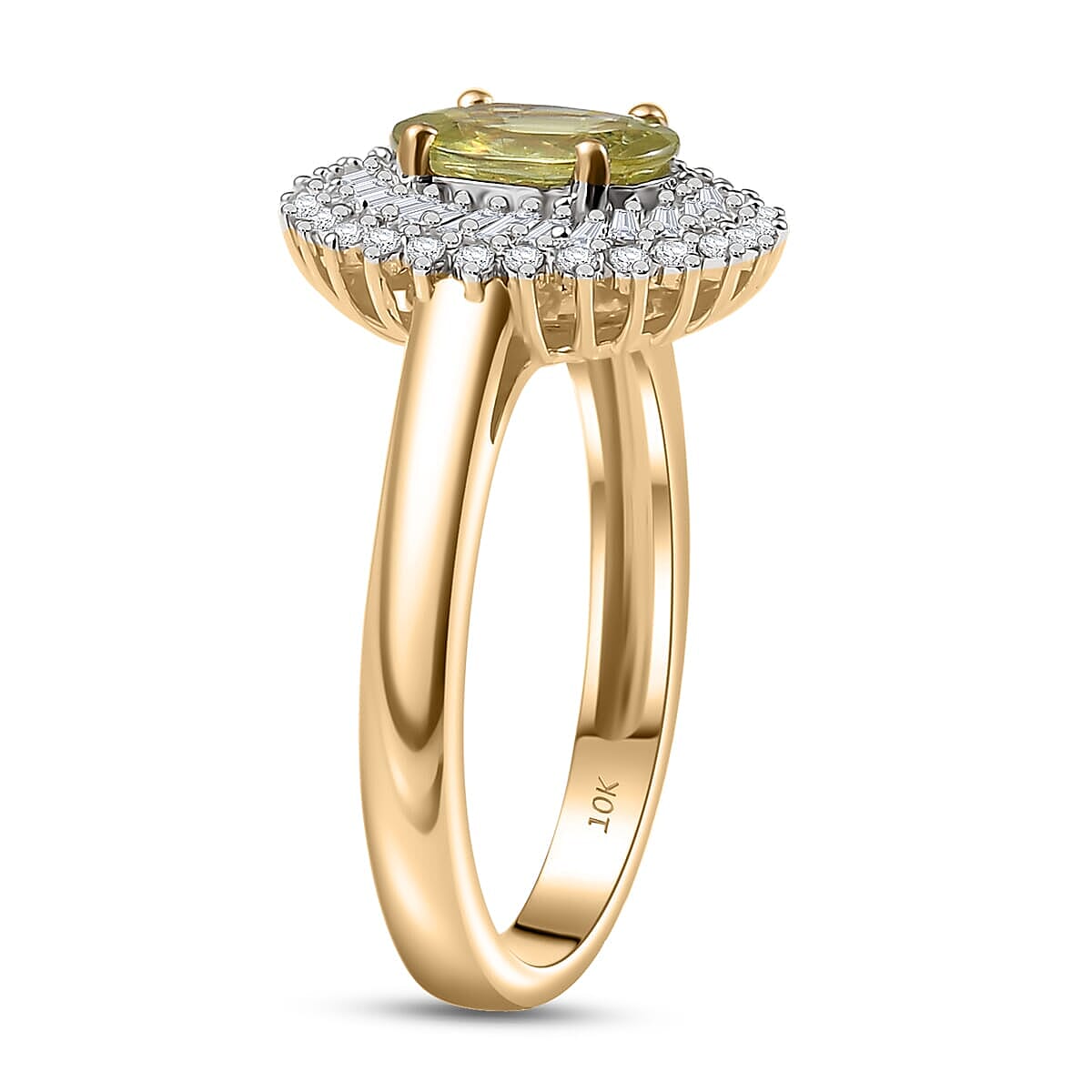 Luxoro Premium Sava Sphene and I2 Diamond 1.70 ctw Ring in 10K Yellow Gold (Size 6.0) image number 3