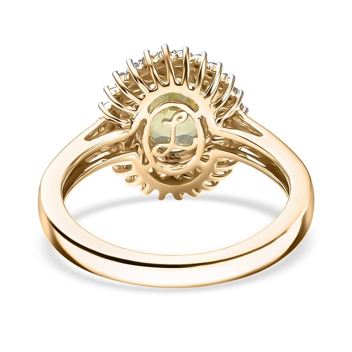Luxoro Premium Sava Sphene and I2 Diamond 1.70 ctw Ring in 10K Yellow Gold (Size 6.0) image number 4