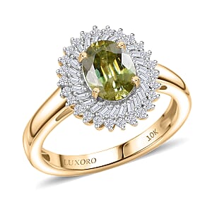 Luxoro Premium Sava Sphene and I2 Diamond 1.70 ctw Ring in 10K Yellow Gold (Size 7.0)