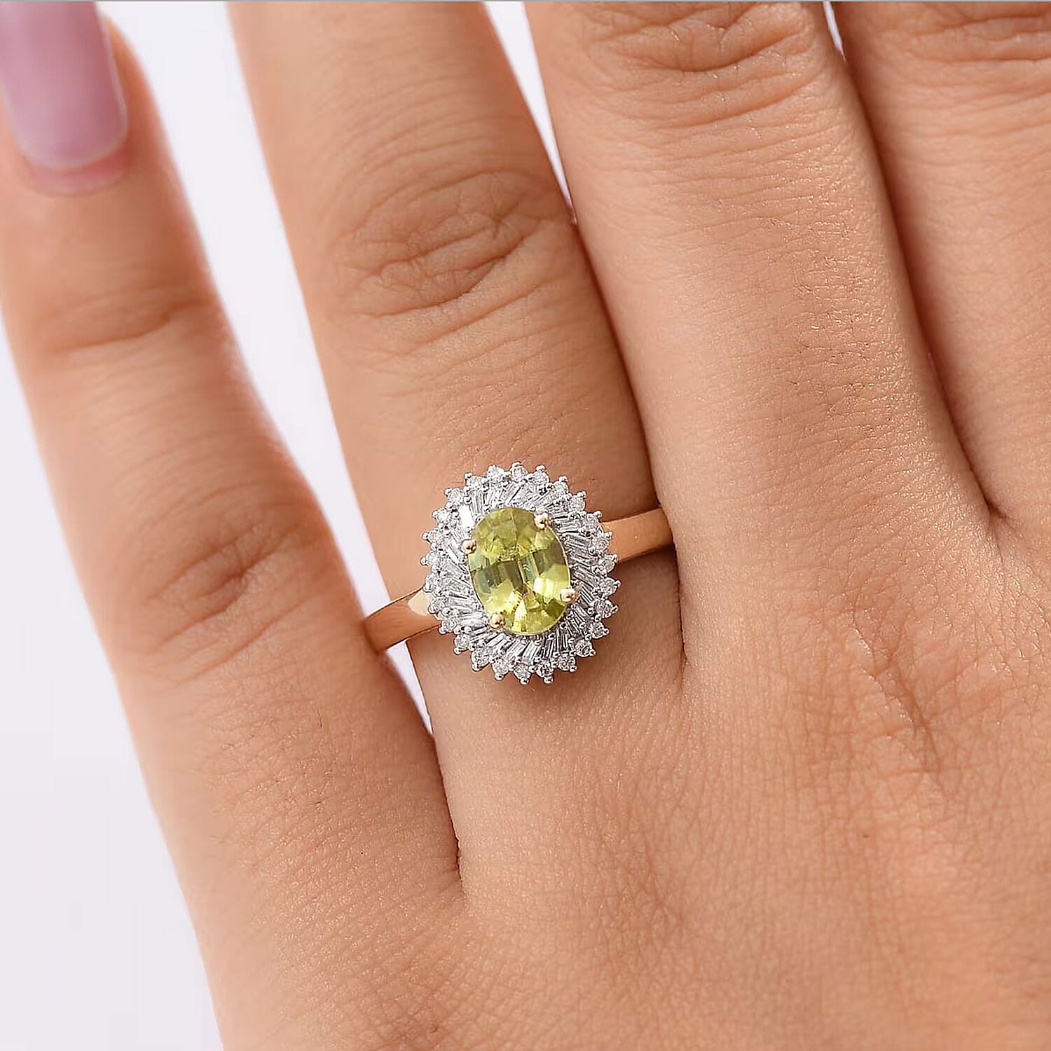 Luxoro 10K Yellow Gold Premium Sava Sphene, Diamond (I2) (0.34 cts) Ring (Size 6.0) 1.70 ctw