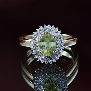 Luxoro Premium Sava Sphene and I2 Diamond 1.70 ctw Ring in 10K Yellow Gold (Size 9.0)