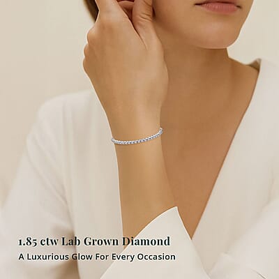 Luxuriant Lab Grown Diamond G-H SI 1.85 ctw Starlight Bracelet in Rhodium Over Sterling Silver (6.50 In)