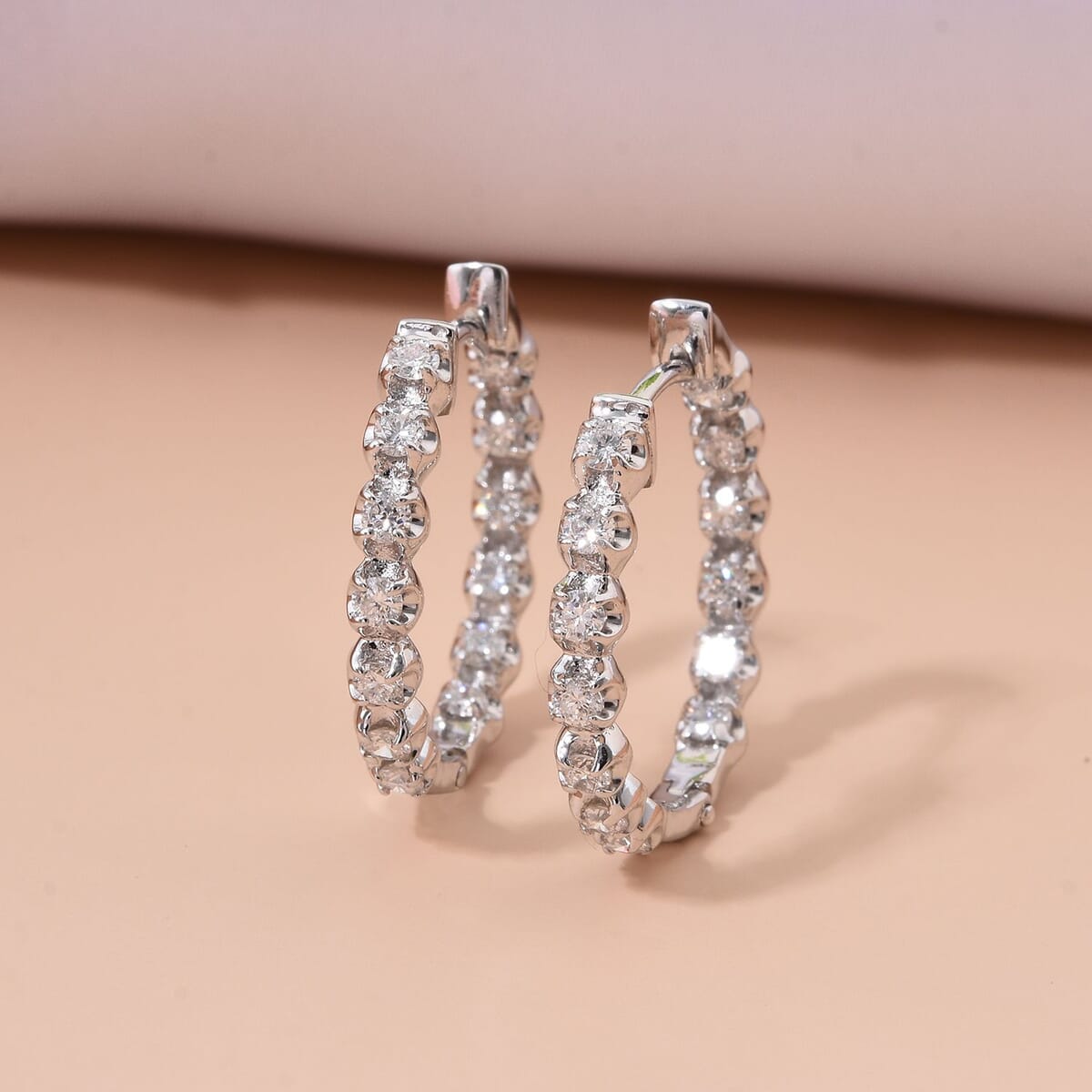 Luxuriant Lab Grown Diamond G-H SI 1.00 ctw Earrings in Rhodium Over Sterling Silver image number 1