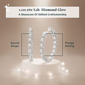 Luxuriant Lab Grown Diamond G-H SI 1.00 ctw Starlight Hoop Earrings in Rhodium Over Sterling Silver