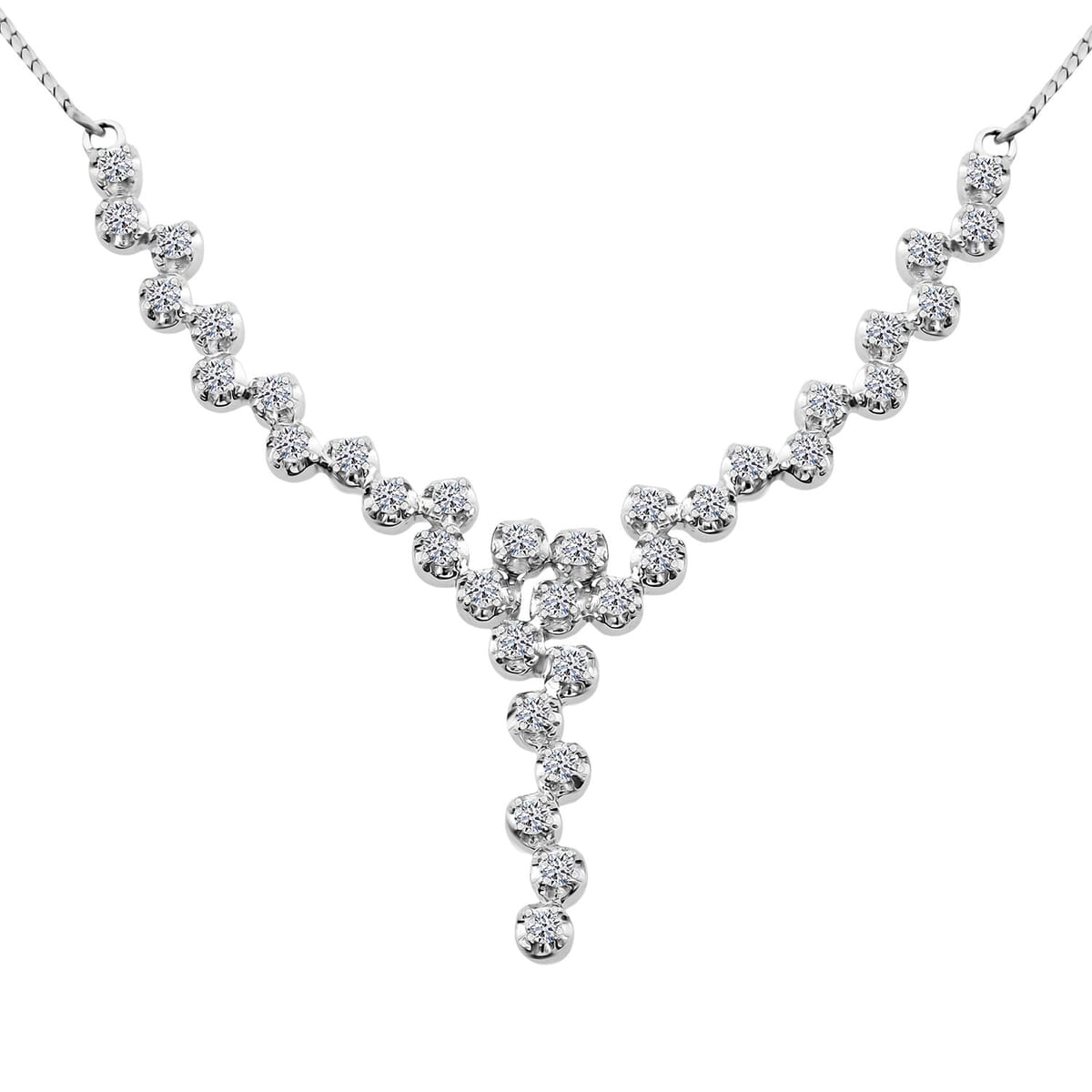 Luxuriant Lab Grown Diamond G-H SI 1.50 ctw Necklace in Rhodium Over Sterling Silver 18 Inches image number 0