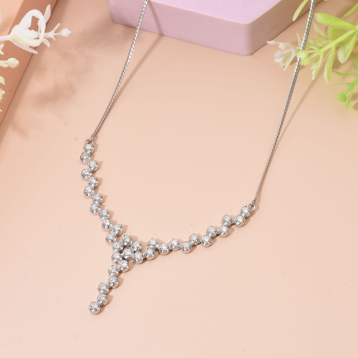 Luxuriant Lab Grown Diamond G-H SI 1.50 ctw Necklace in Rhodium Over Sterling Silver 18 Inches image number 1