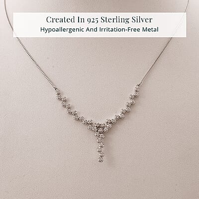 Luxuriant Lab Grown Diamond G-H SI 1.50 ctw Starlight Necklace in Rhodium Over Sterling Silver 18 Inches