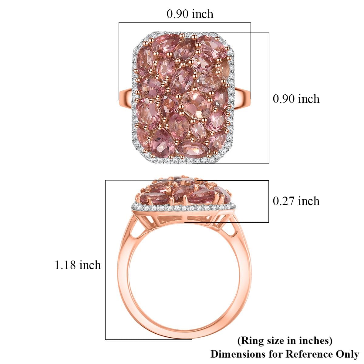 D'Joy Premium Blush Tourmaline and White Zircon 4.40 ctw Ring in 18K Vermeil Rose Gold Over Sterling Silver (Size 7.0) image number 5