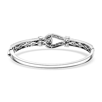 D'Joy Moissanite 5.90 ctw Loop Knot Bangle Bracelet in Rhodium Over Sterling Silver (7.25 In)