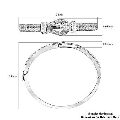 D'Joy Moissanite 5.90 ctw Loop Knot Bangle Bracelet in Rhodium Over Sterling Silver (7.25 In)