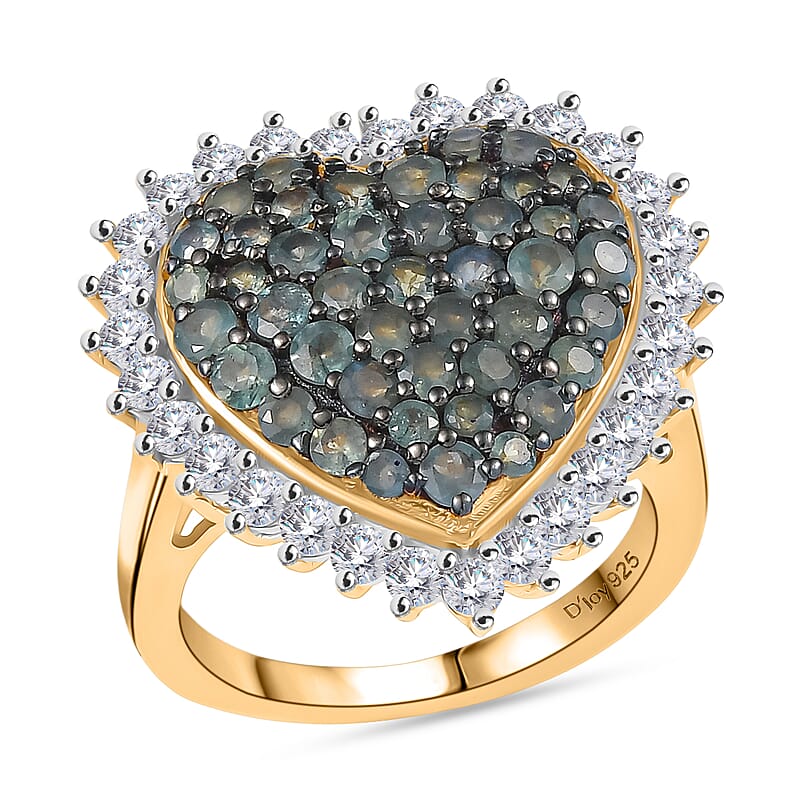 D'Joy Narsipatnam Alexandrite and White Zircon 3.00 ctw Eternal Love Ring in 18K Vermeil Yellow Gold Over Sterling Silver (Size 10.0)