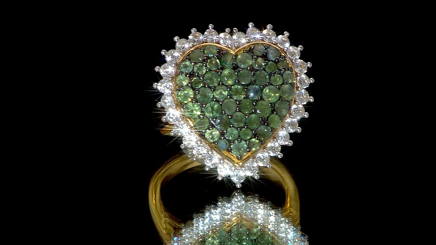 D’Joy Narsipatnam Alexandrite and White Zircon 3.00 ctw Eternal Love Ring in 18K Vermeil Yellow Gold Over Sterling Silver