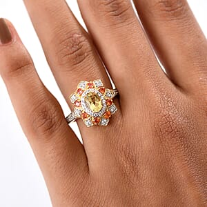 D'Joy Brazilian Heliodor, Multi Gemstone Tulip Ring in 18K Vermeil YG Over Sterling Silver 1.50 ctw (Size 10.0)