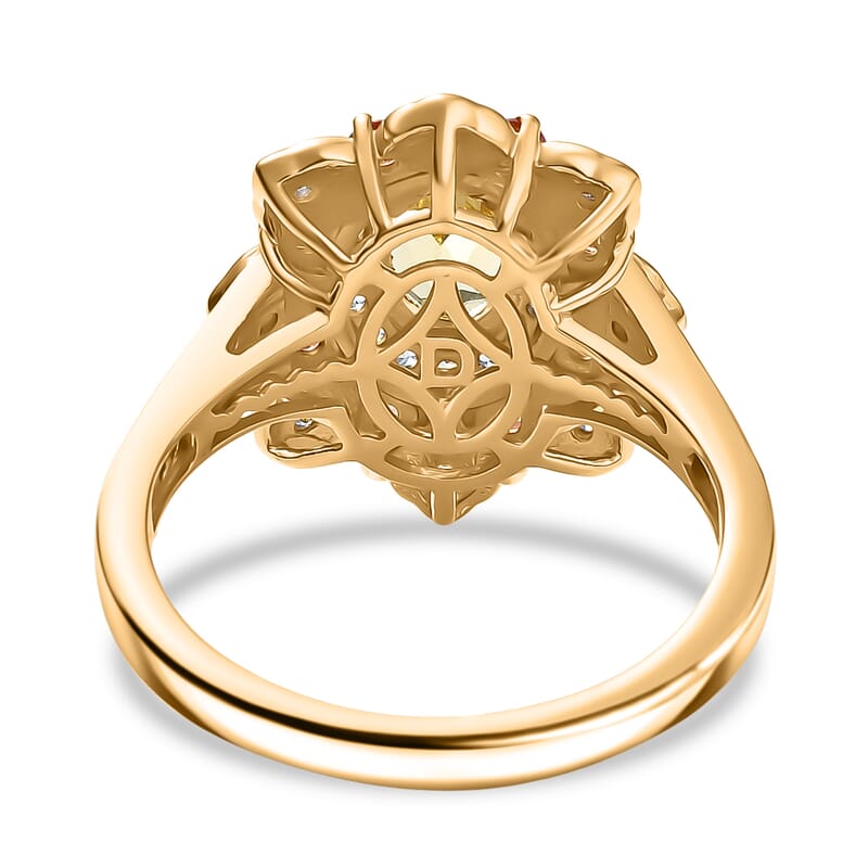 D'Joy Brazilian Heliodor and Multi Gemstone 1.50 ctw  Tulip Ring in 18K Vermeil Yellow Gold Over Sterling Silver (Size 10.0)