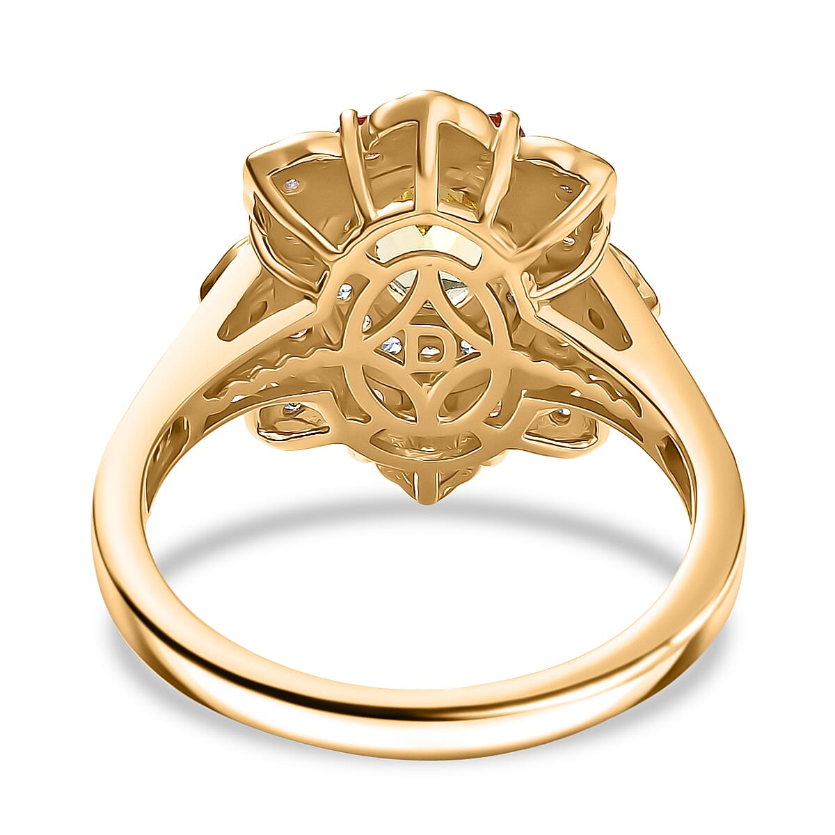 D'Joy Brazilian Heliodor and Multi Gemstone 1.50 ctw  Tulip Ring in 18K Vermeil Yellow Gold Over Sterling Silver (Size 6.0)