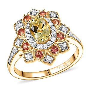 Doorbuster D’Joy Brazilian Heliodor and Multi Gemstone 1.50 ctw Tulip Ring in 18K Vermeil Yellow Gold Over Sterling Silver (Size 7.0)