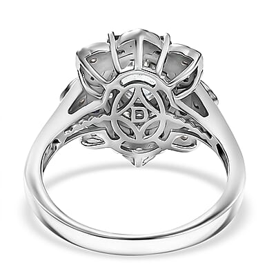 D'Joy Premium Mangoro Aquamarine, Multi Gemstone Tulip Ring in Rhodium Over Sterling Silver 1.50 ctw (Size 5.0)