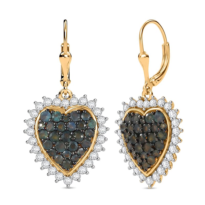 D'Joy Narsipatnam Alexandrite and White Zircon 3.60 ctw Eternal Love Earrings in 18K Vermeil Yellow Gold Over Sterling Silver