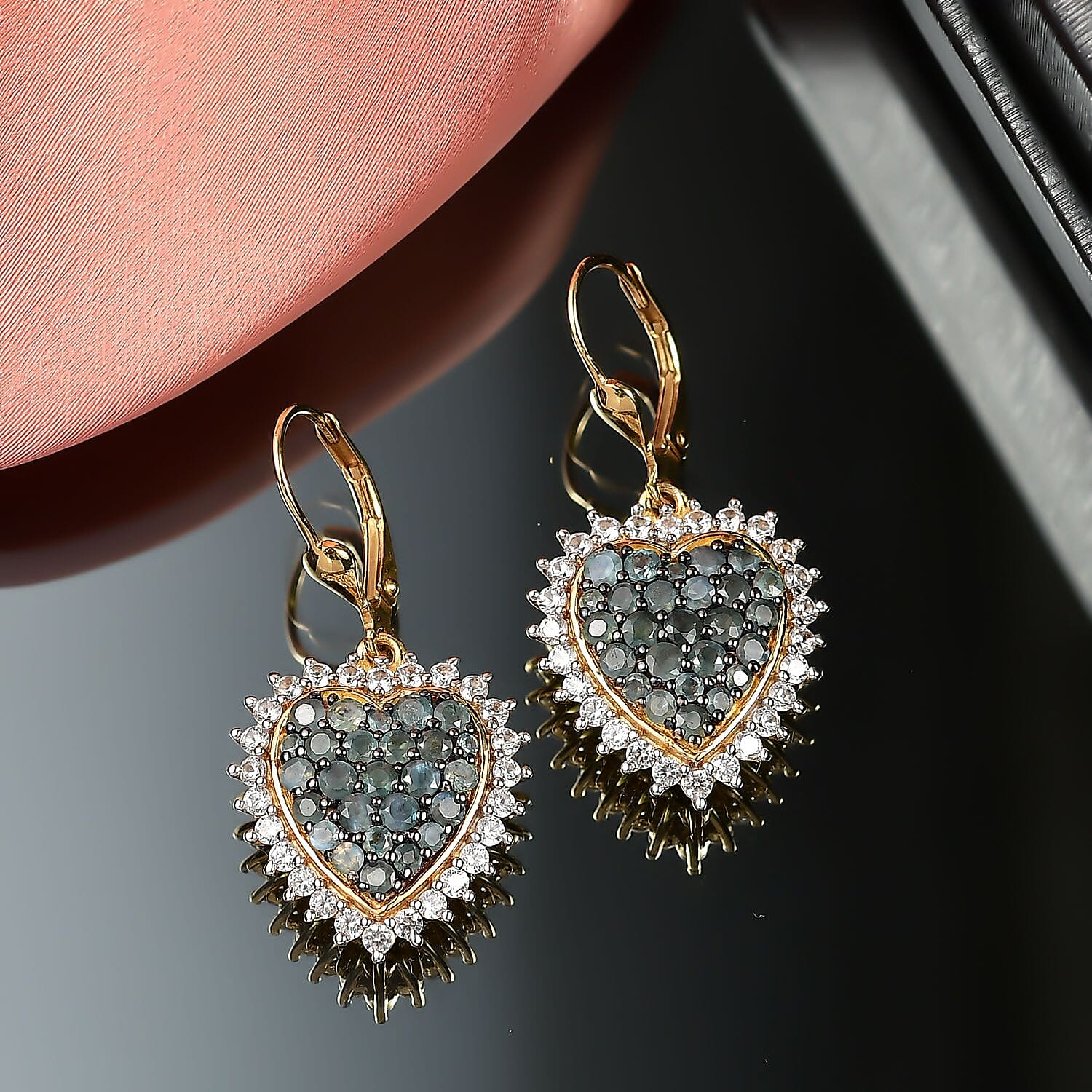 D'Joy Narsipatnam Alexandrite and White Zircon 3.60 ctw Eternal Love Earrings in 18K Vermeil Yellow Gold Over Sterling Silver