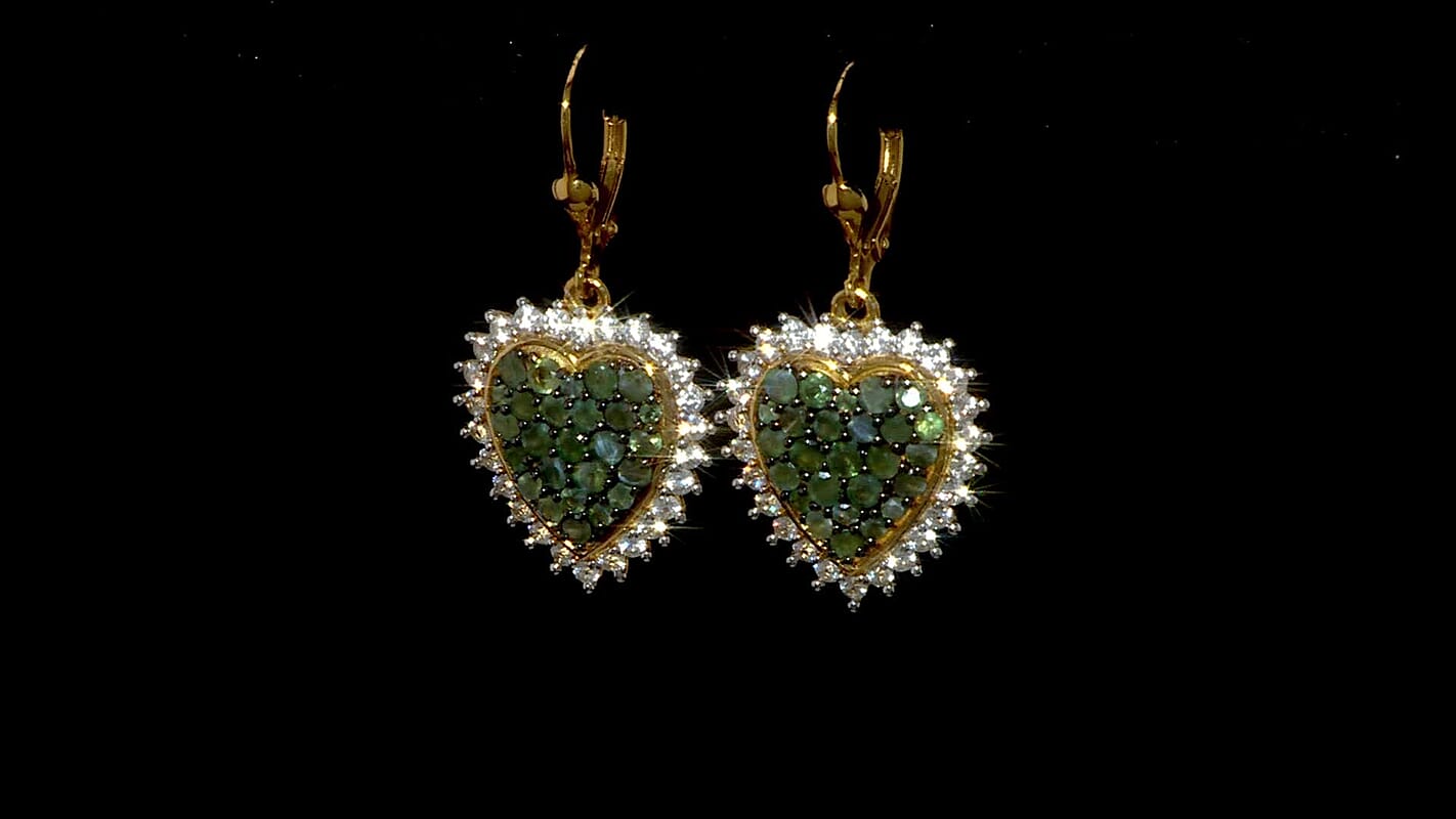 D'Joy Narsipatnam Alexandrite and White Zircon 3.60 ctw Eternal Love Earrings in 18K Vermeil Yellow Gold Over Sterling Silver