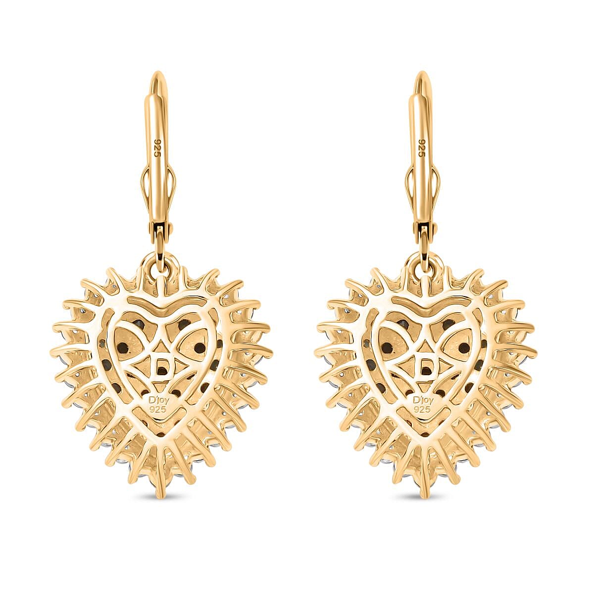 D'Joy Narsipatnam Alexandrite and White Zircon 3.60 ctw Eternal Love Earrings in 18K Vermeil Yellow Gold Over Sterling Silver