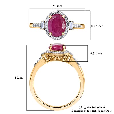 AAA Montepuez Ruby and Luxuriant Lab Grown Diamond EF-VS 3.10 ctw Crownlight Ring in 10K Yellow Gold (Size 5.0)