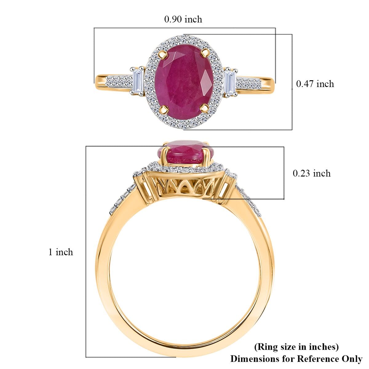 AAA Mozambique Ruby and Luxuriant Lab Grown Diamond EF-VS 3.10 ctw Ring in 10K Yellow Gold image number 5
