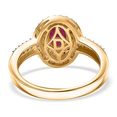 D'Joy Premium Montepuez Ruby and Multi Gemstone 1.70 ctw Sunfire Regalia Ring in 18K Vermeil Yellow Gold Over Sterling Silver (Size 10.0)