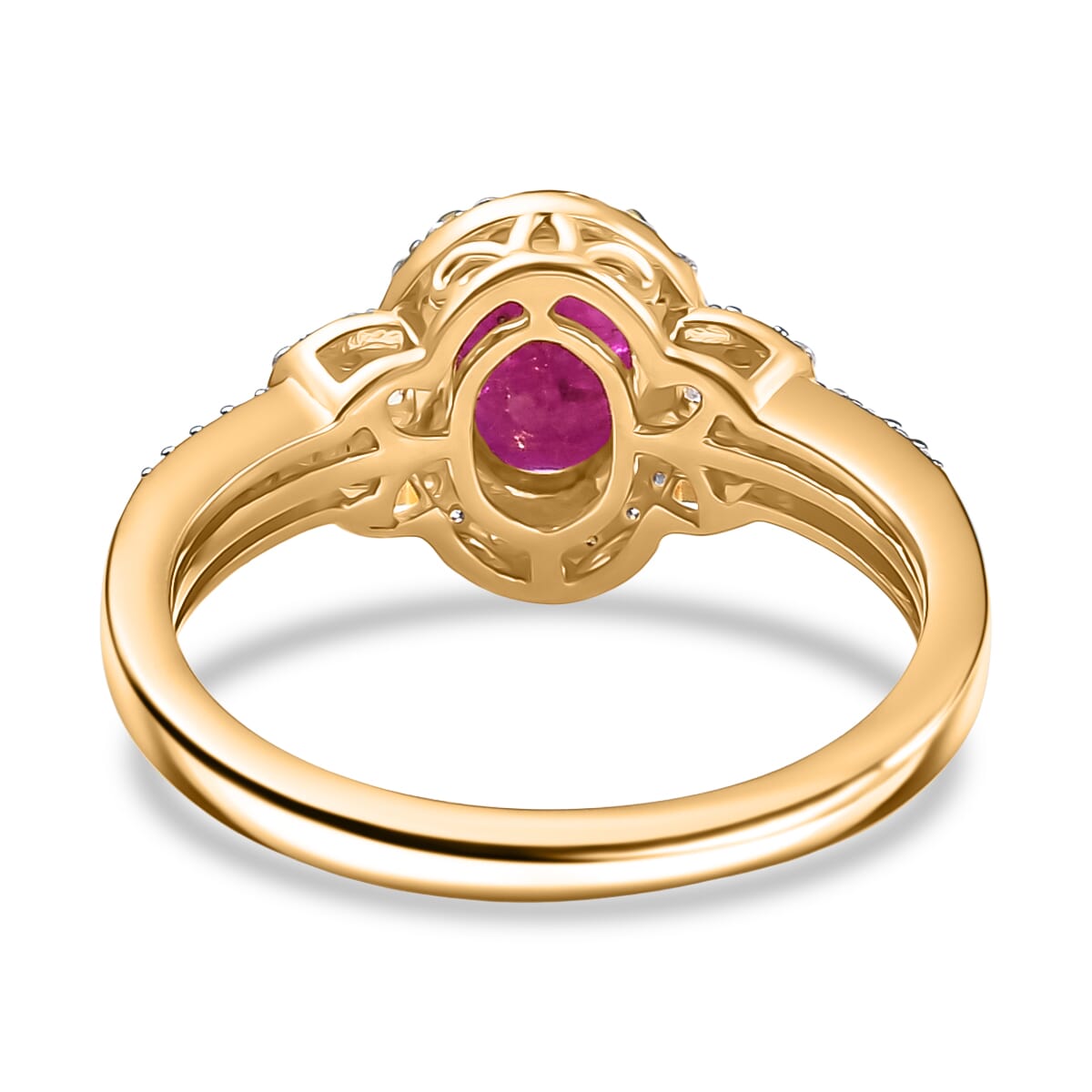 D’Joy Premium Mozambique Ruby and Moissanite 2.00 ctw Ring in 18K Vermeil Yellow Gold Over Sterling Silver image number 4