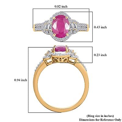 D'Joy Premium Montepuez Ruby and Moissanite 2.00 ctw Scarlet Radiance Ring in 18K Vermeil Yellow Gold Over Sterling Silver (Size 10.0)