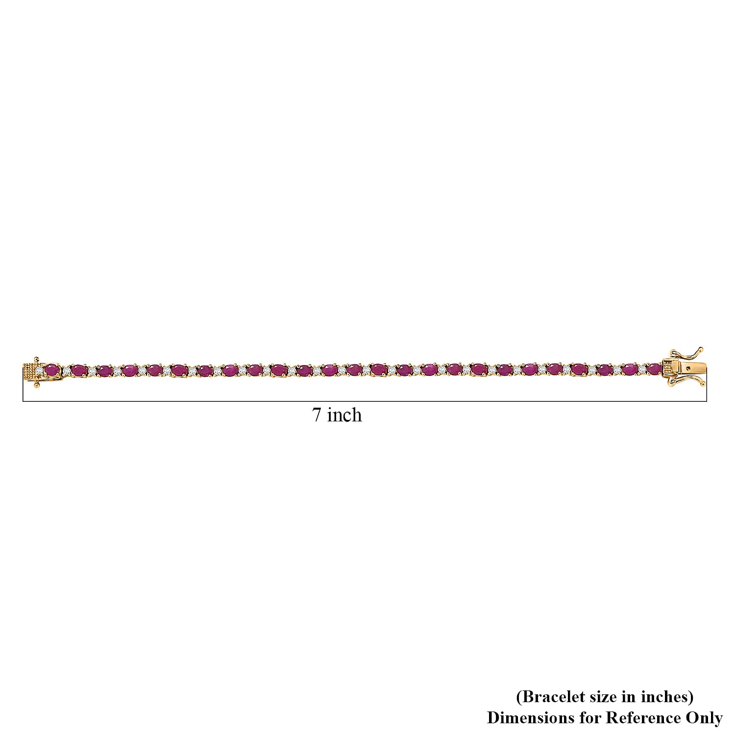 D'Joy Montepuez Ruby and Moissanite 6.75 ctw Blaze Flower Vines Bracelet in 18K Vermeil Yellow Gold Over Sterling Silver (6.50 In)