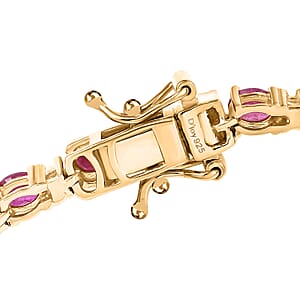DJoy Premium Montepuez Ruby, Moissanite 7.25 ctw Blaze Flower Vines Bracelet in 18K Vermeil Yellow Gold Over Sterling Silver (7.25 In)