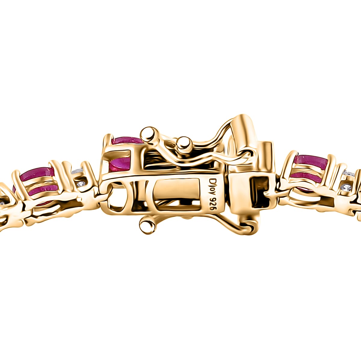 D'Joy Montepuez Ruby and Moissanite 9.00 ctw Blaze Flower Vines Bracelet in 18K Vermeil Yellow Gold Over Sterling Silver (8.00 In) image number 3