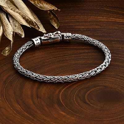 D'Joy Bali Legacy Sterling Silver Padian Braided Chain Bracelet (6.50 Inches)