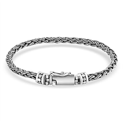 D'Joy Bali Legacy Sterling Silver Padian Braided Chain Bracelet (6.50 Inches)