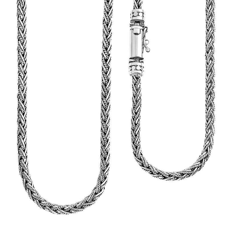 D'Joy Bali Legacy Padian Braided Chain Necklace in Sterling Silver 40.50 Grams 20 Inches