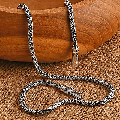 D'Joy Bali Legacy Padian Braided Chain Necklace in Sterling Silver 40.50 Grams 20 Inches
